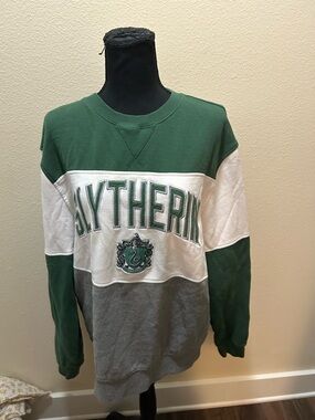 Slytherin Colorblock Crewneck Sweater - Green/White/Gray